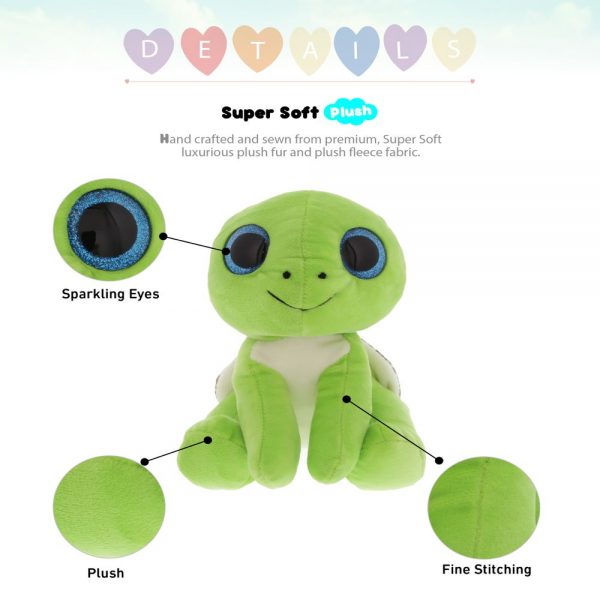 Sparkle Eyes Plush – Large Green Sea Turtle - DolliBu