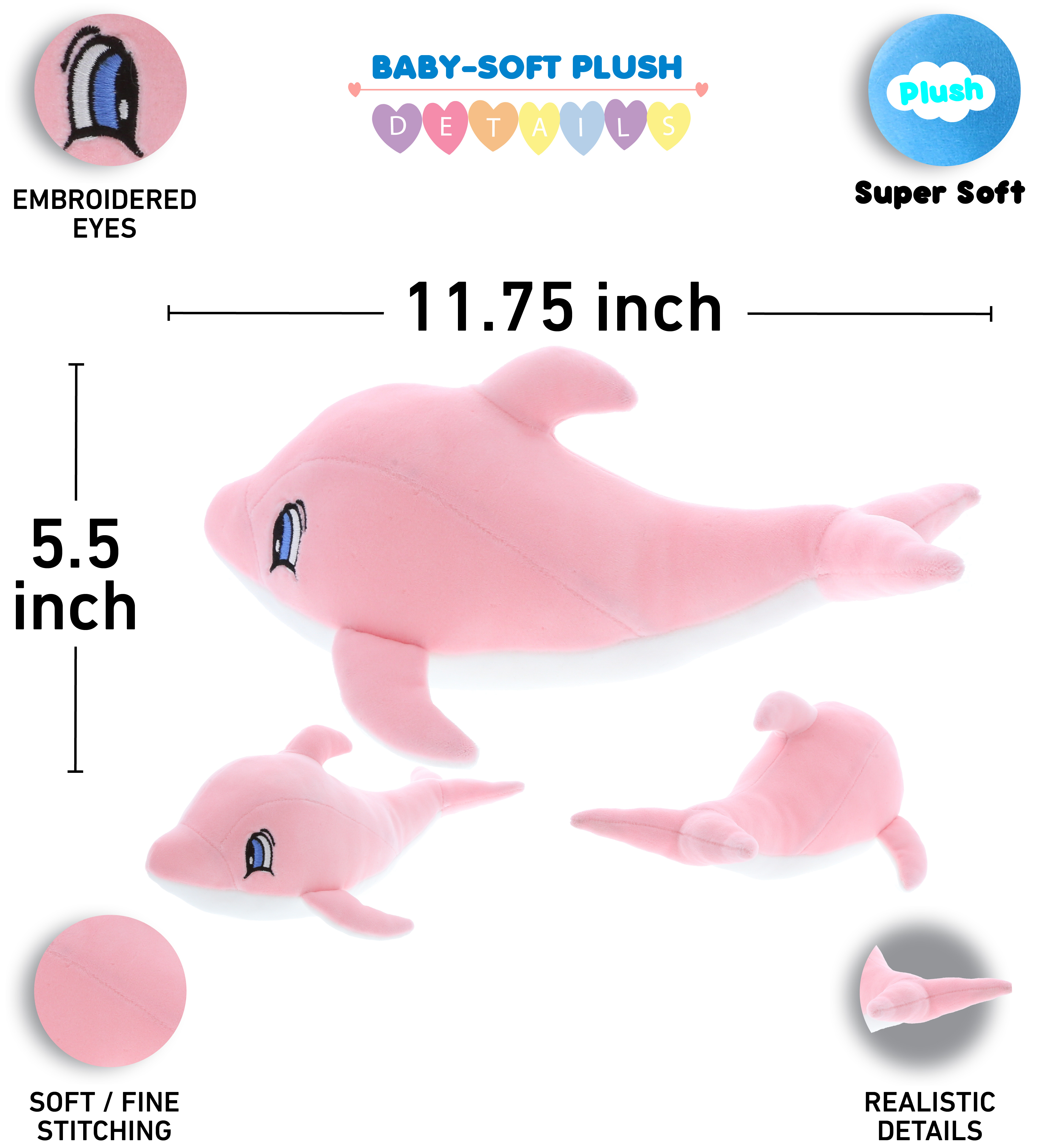 DolliBu Dolphin Stuffed Animal with Football Plush for Kids