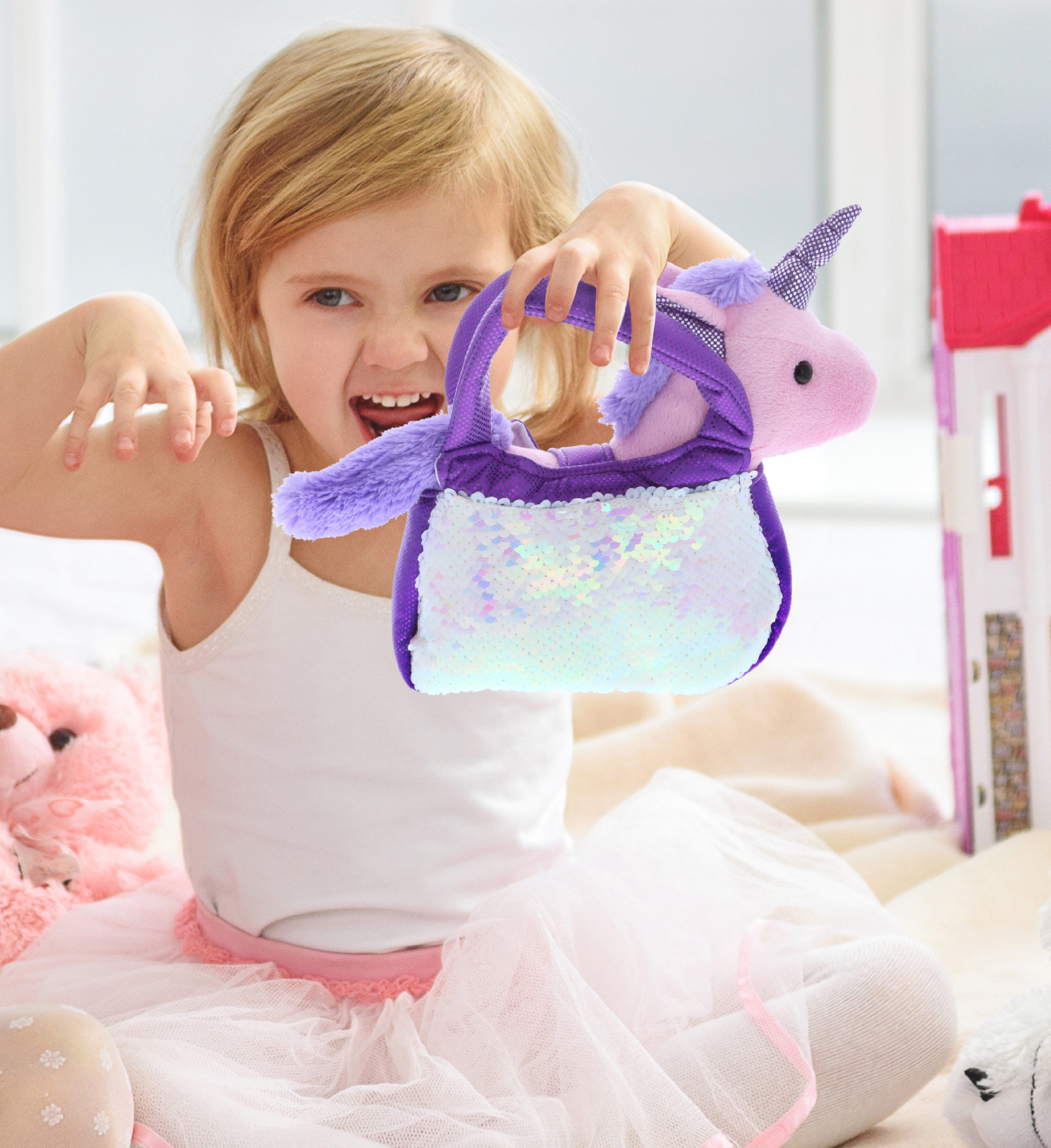 Kids Unicorn Horse Purse Bag Toddler Girl Toy Play Set Plush Stuffed Animal New 