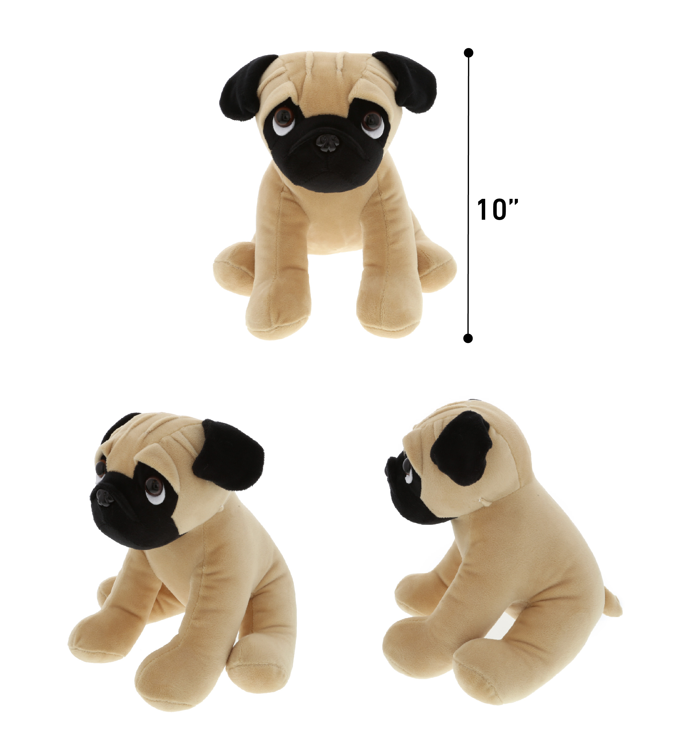 10" Inches DolliBu Happy Mother's Day Super Soft Sitting Pug Dog Plush Figure 