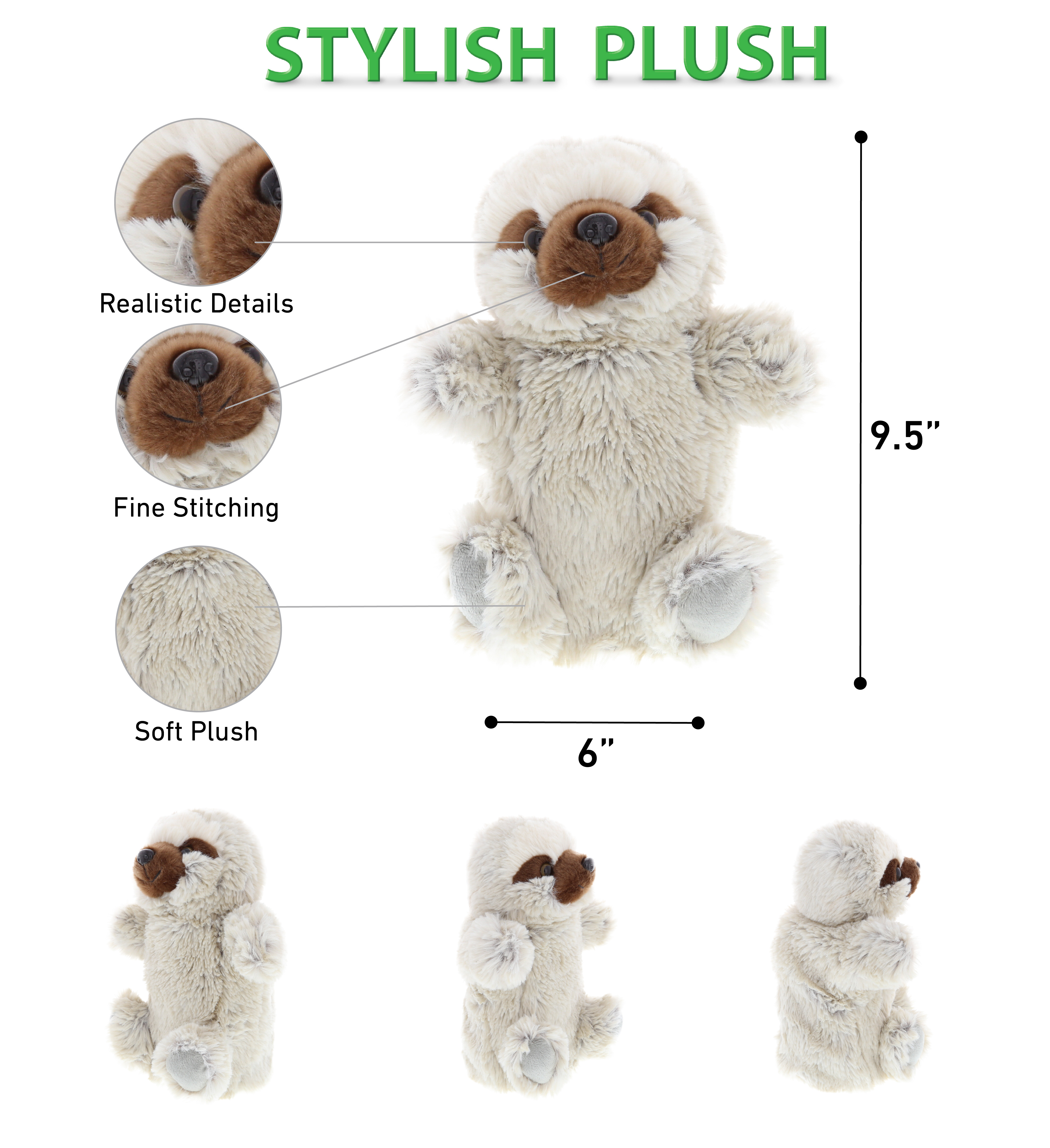 Dollibu Sloth Plush Hand Puppet For Kids Soft Stuffed Animal Hand Puppet Toy
