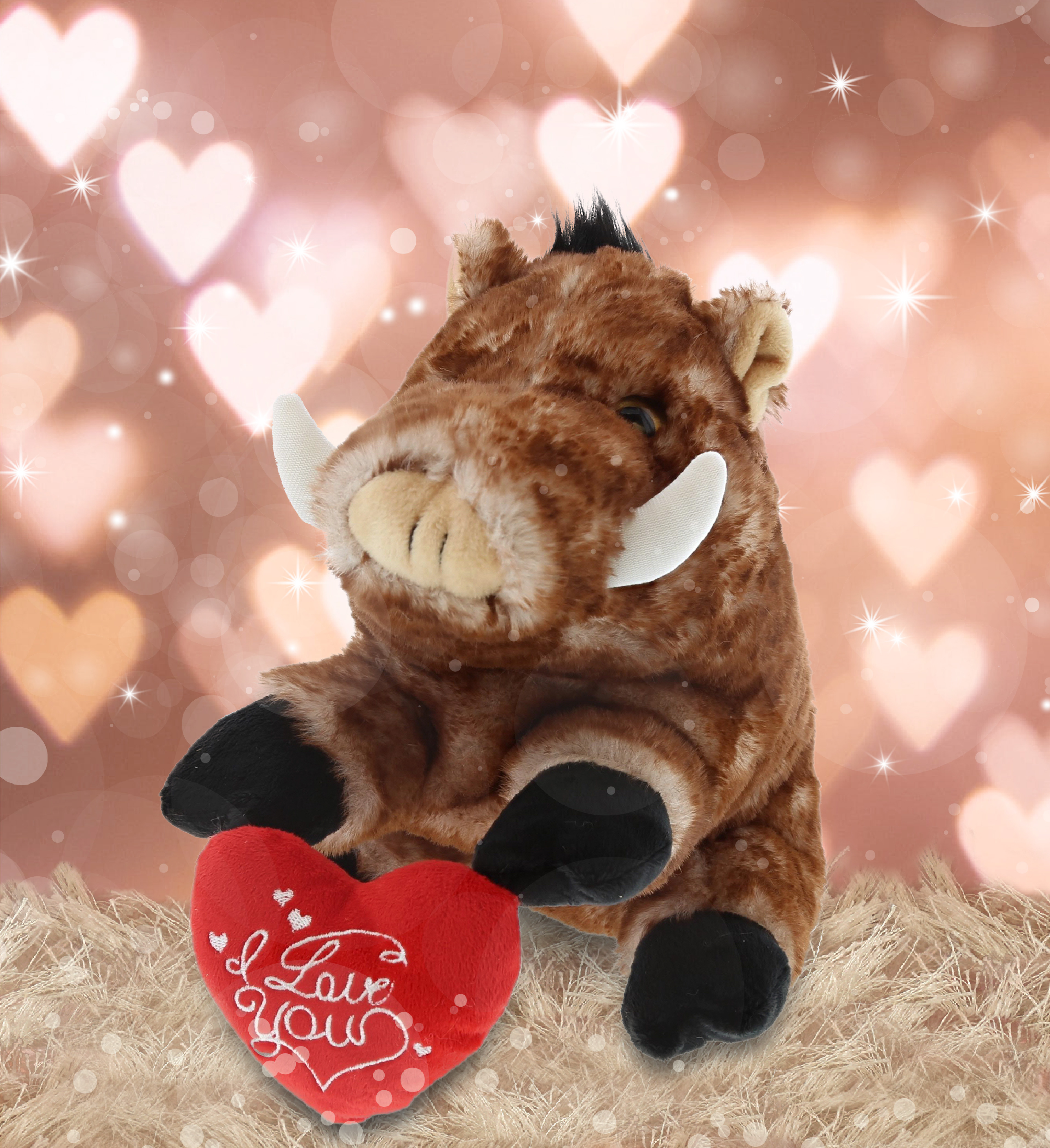 Super Soft Plush Dollibu Wild Boar I Love You Valentines Plush