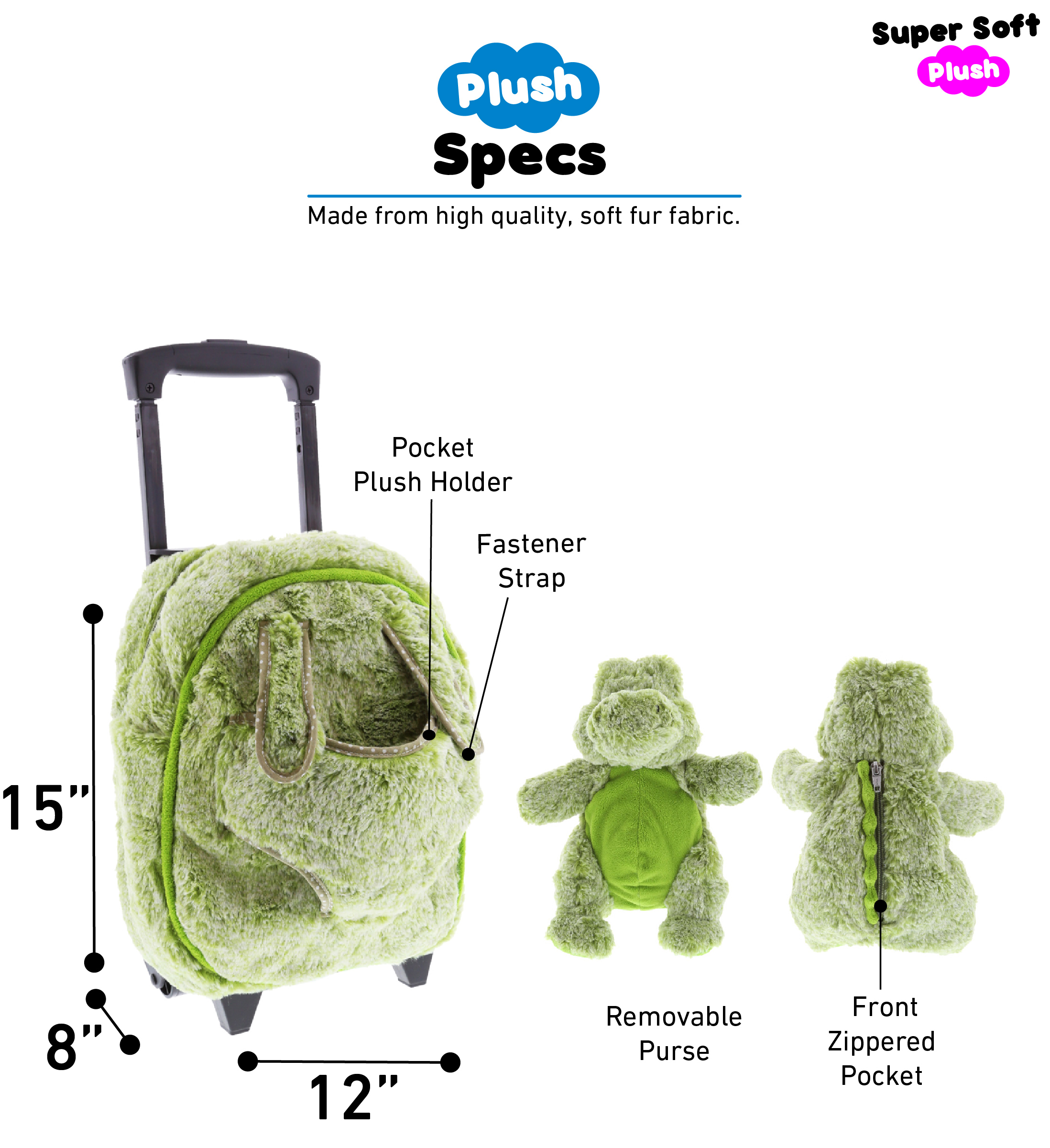 Alligator - Super Soft Plush Trolley & Purse - CoTa Global