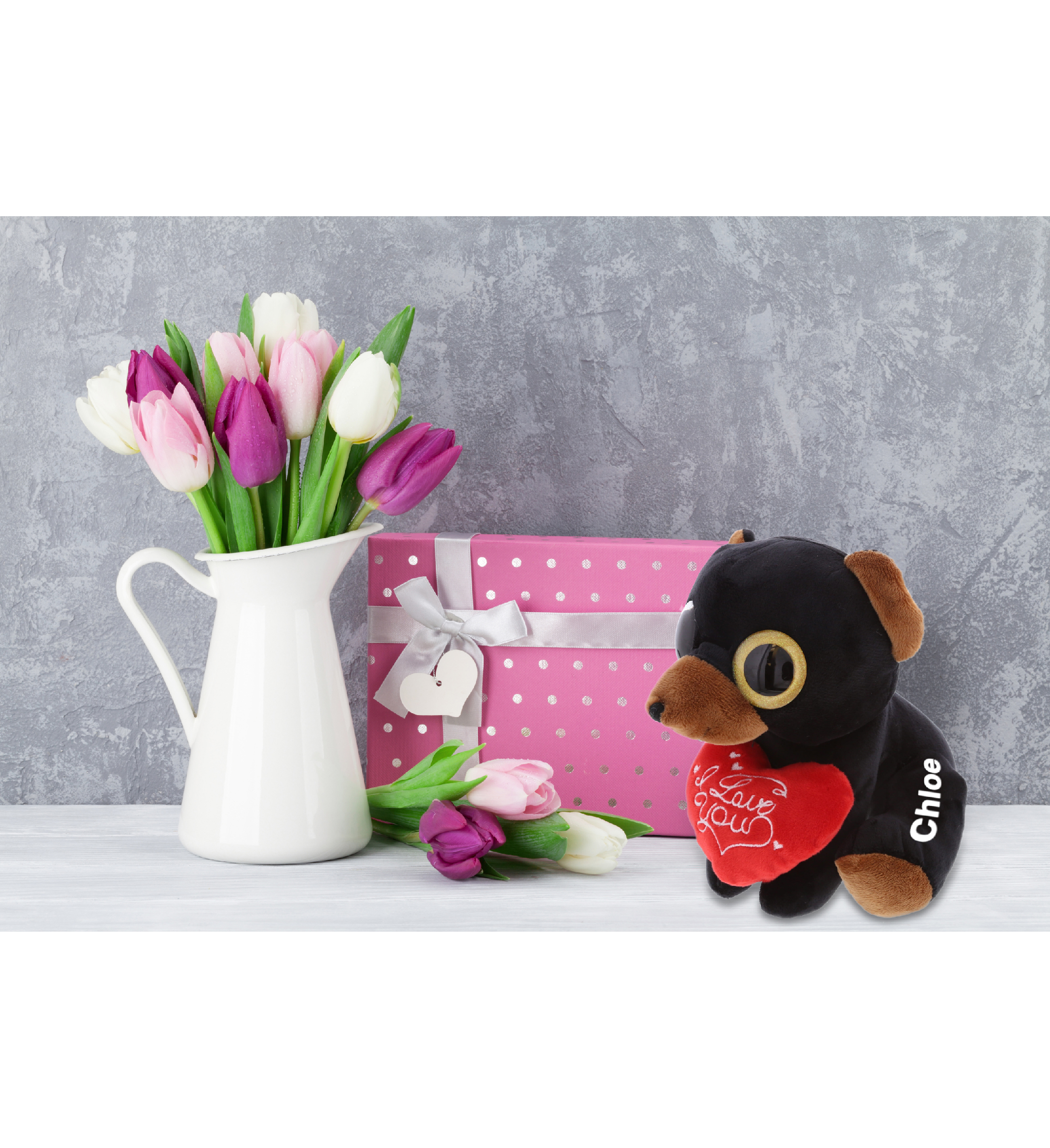 DolliBu I Love You Heart Sitting Buffalo Plush - 6 Inches