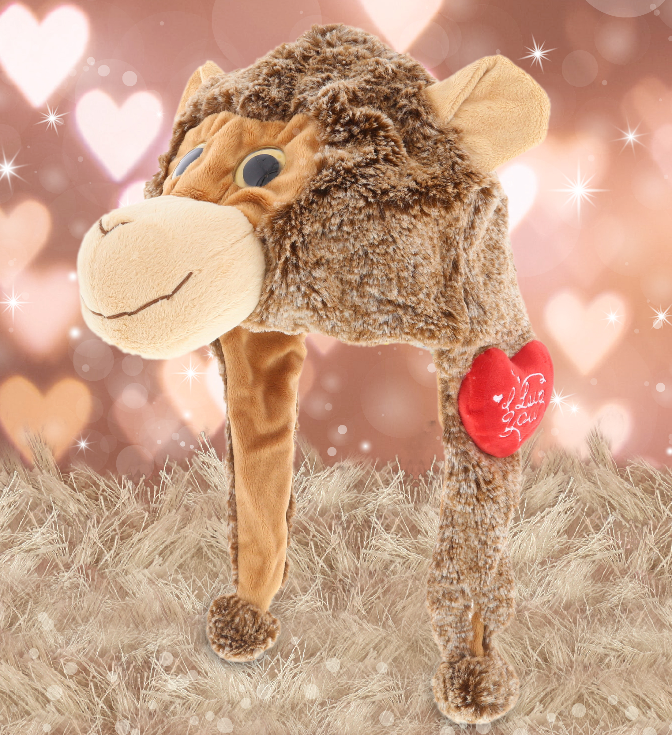 DolliBu I Love You Super Soft Plush Monkey Hat Cute Stuffed Animal with  Red Heart and with Name Personalization for Valentine, Anniversary,  Romantic ぬいぐるみ