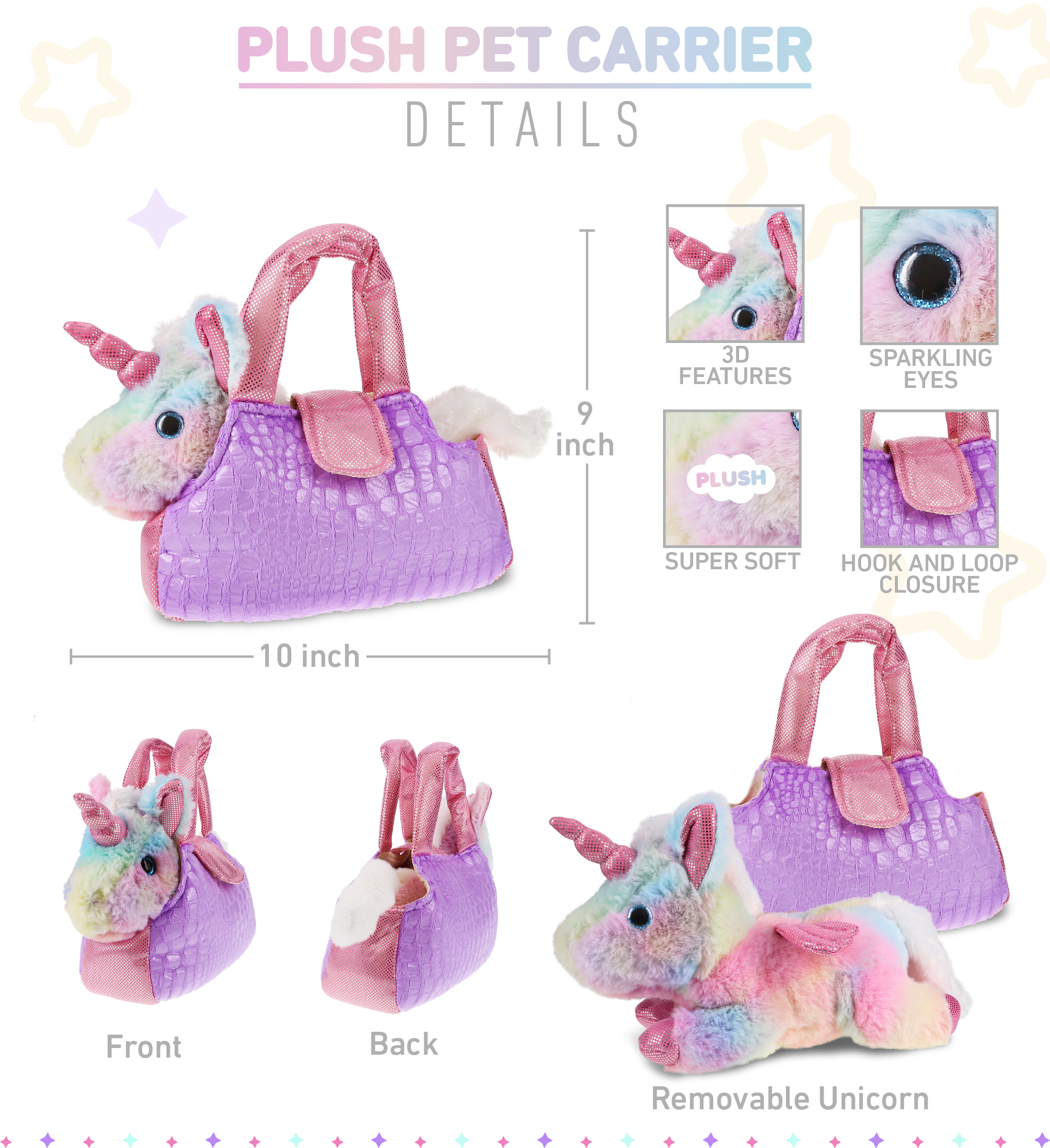 White Unicorn Soft Purple Toy Polka Dot Bag Handbag Little Girls Delight