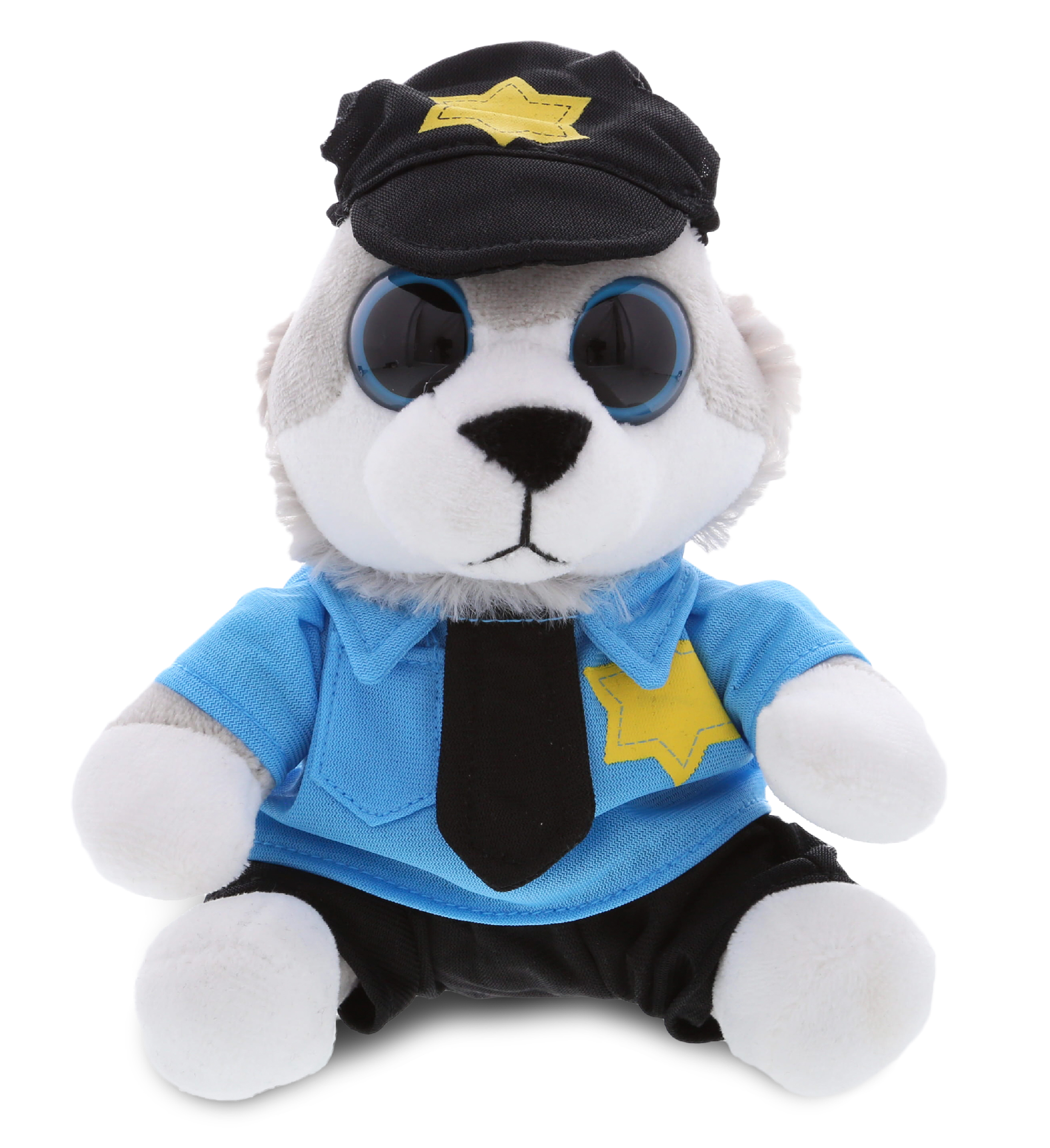 DolliBu Big Eye Wolf Police Officer Plush Toy – Super Soft Wolf Cop Stuffed  Animal Dress Up with Cute Cop Uniform & Cap Outfit – 6″ Inches - DolliBu