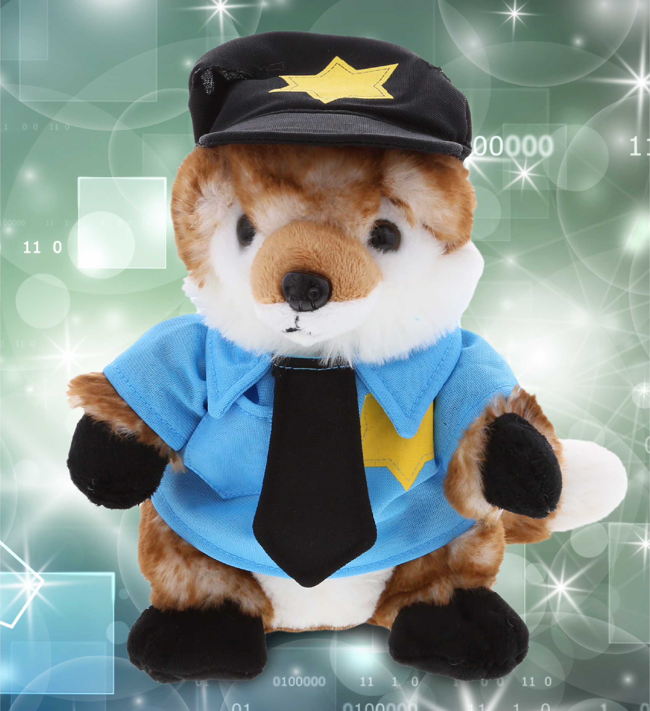 Dollibu Big Eye Sea Turtle Police Officer Plush Toy - Soft Sea Turtle Cop Stuffed Animal Dress Up with Cute Cop Uniform & Cap Outfit - 6 inch Inches
