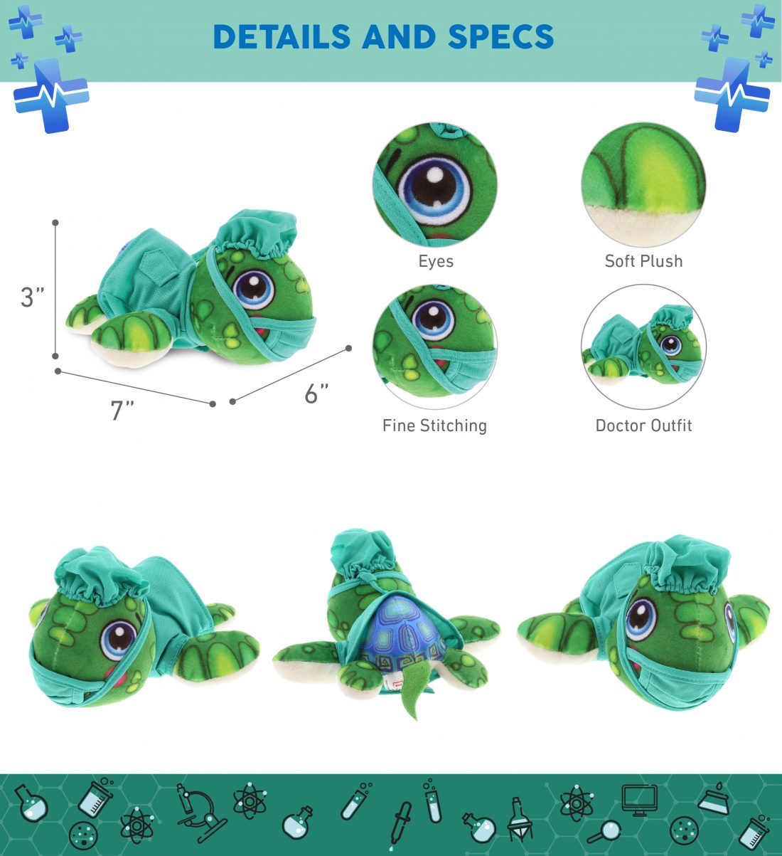 DolliBu Sea Turtle Doctor Plush Toy – Plush Buddies Sea Turtle Doctor ...