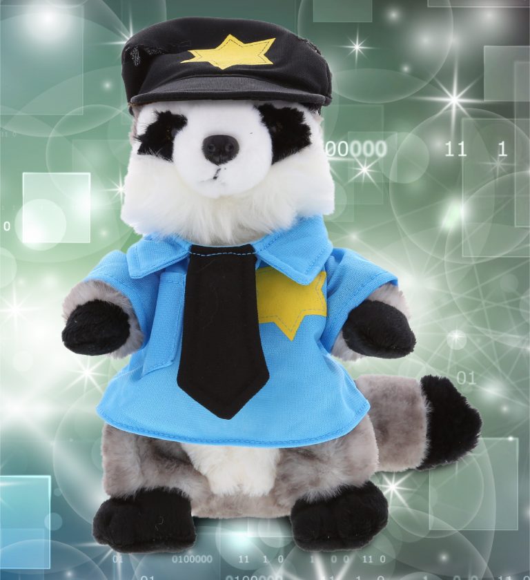 DolliBu | DolliBu Raccoon Police Officer Plush Toy – Super Soft Gray