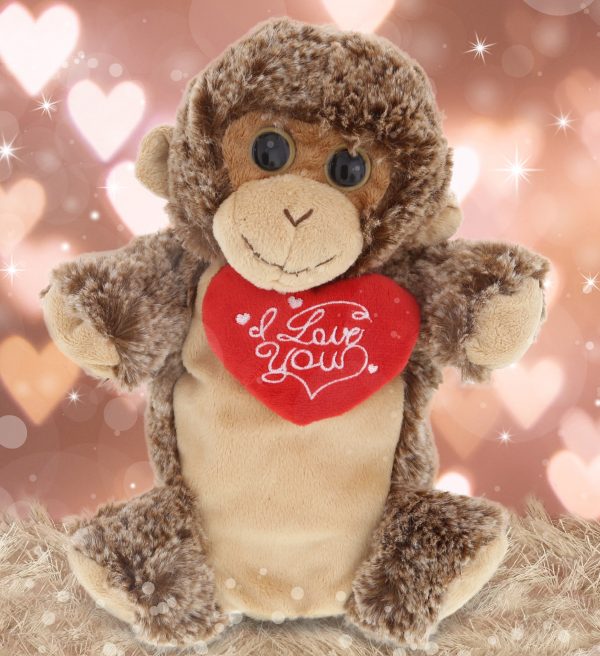 Dollibu I Love You Monkey Super Soft Plush Hand Puppet Animal With