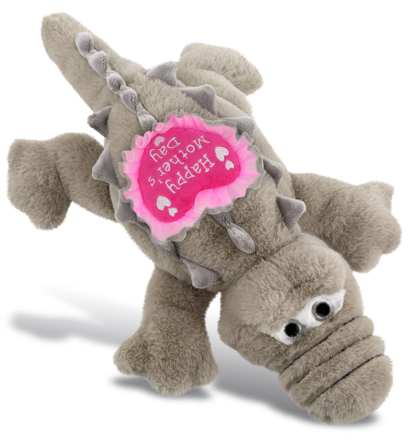 Grey Alligator Small 14″ With Mother’s Day Heart Plush – Super-soft 