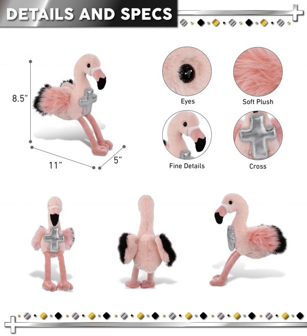 DolliBu Pink Flamingo Stuffed Animal With Soccer Ball - 8 Inch Soft Plush Toy
